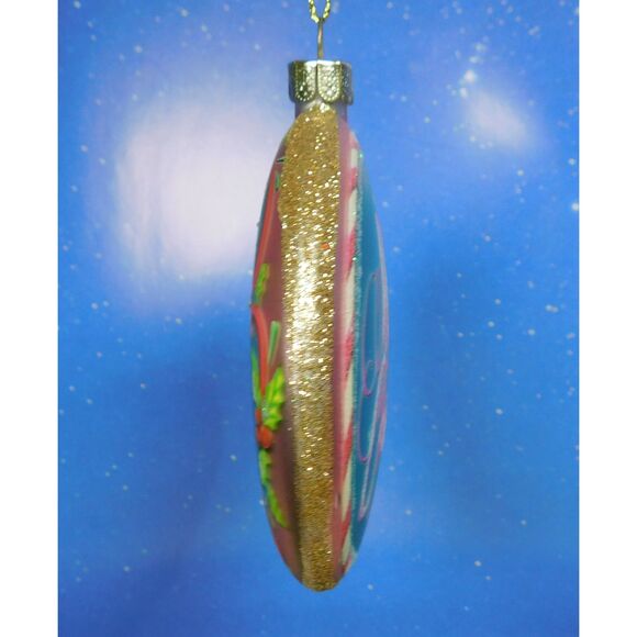 Merry Christmas Blown Glass Ornament Gingerbread Castle Hanging - Picture 5 of 8